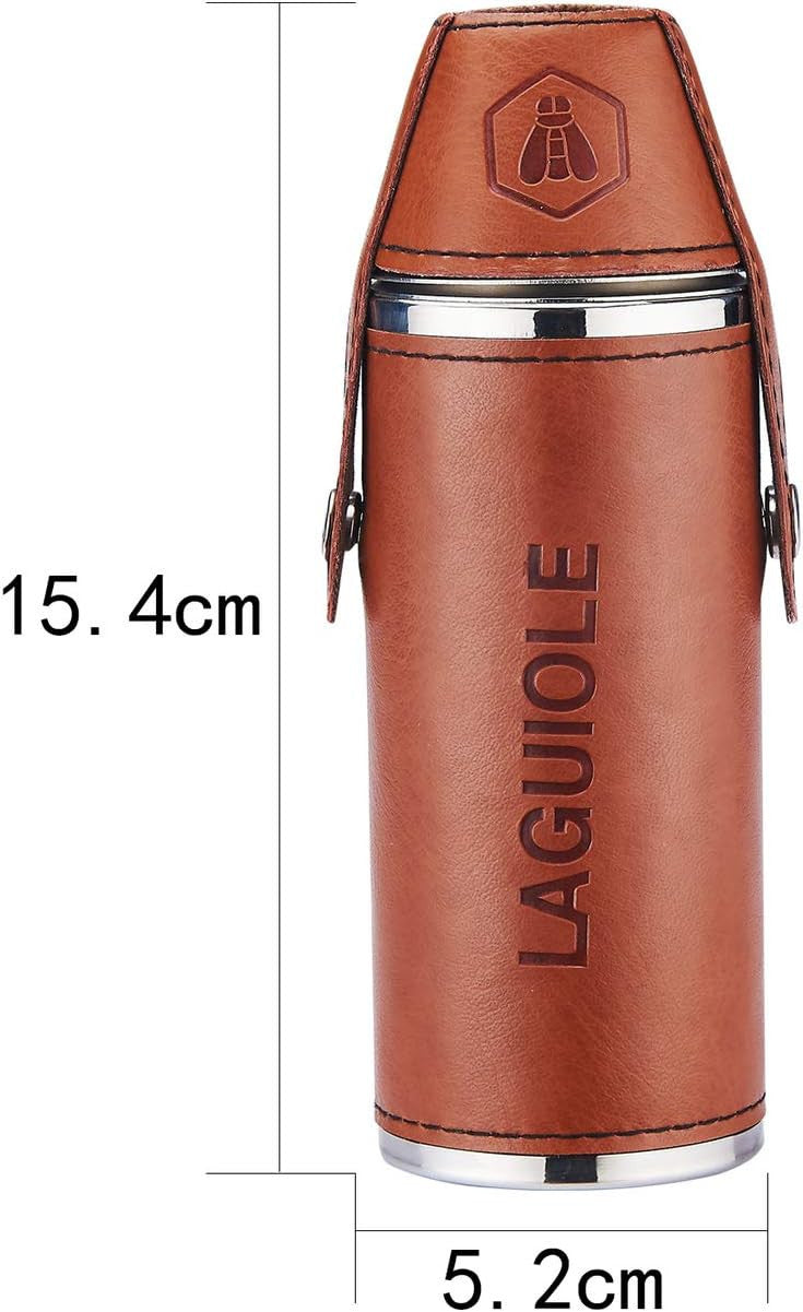 Petite gourde - Flasque à alcool - Avec 2 verres - Laguiole