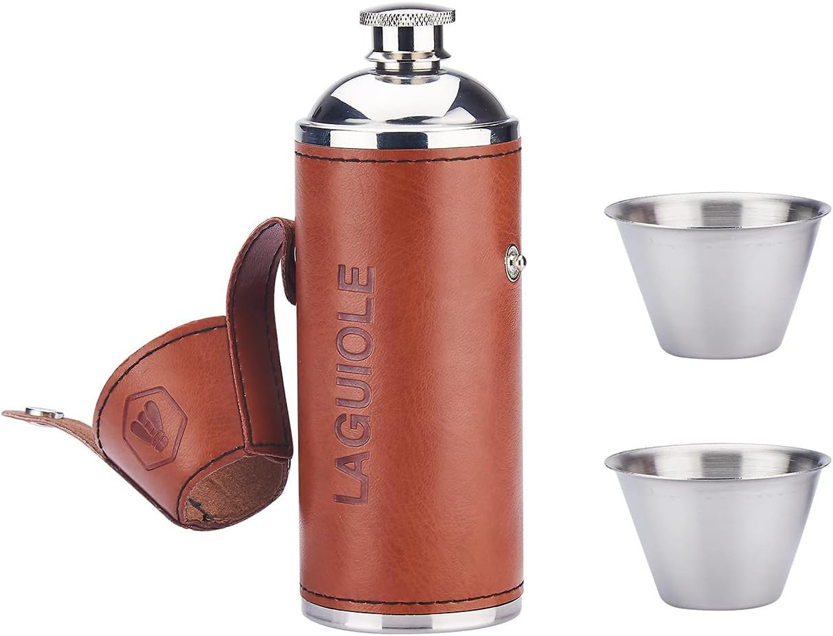 Petite gourde - Flasque à alcool - Avec 2 verres - Laguiole