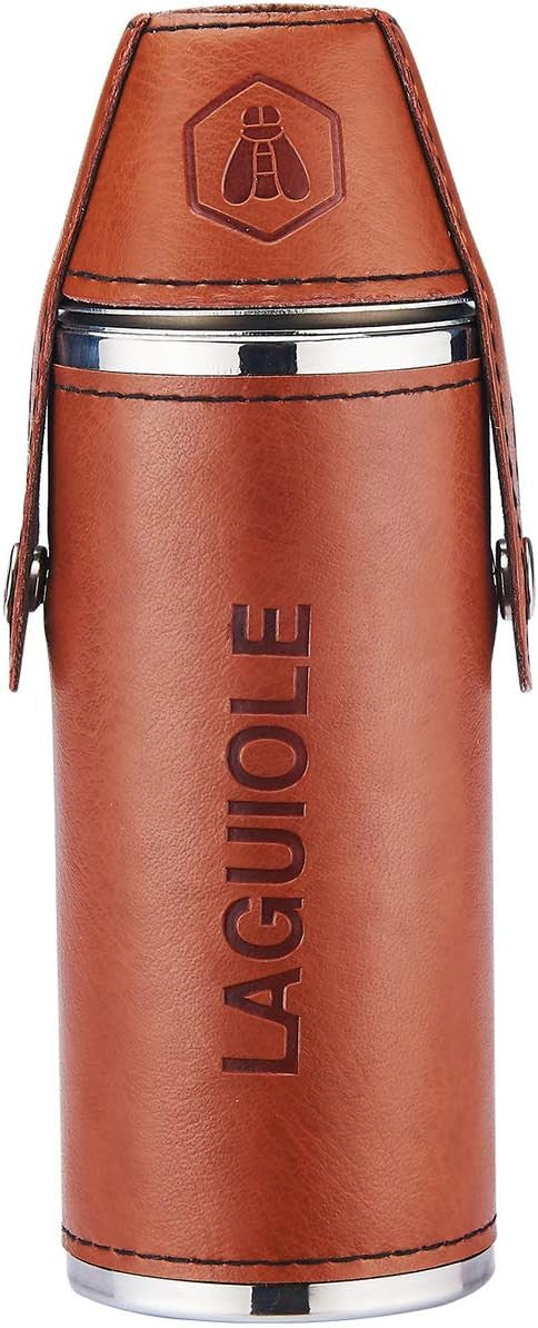 Petite gourde - Flasque à alcool - Avec 2 verres - Laguiole