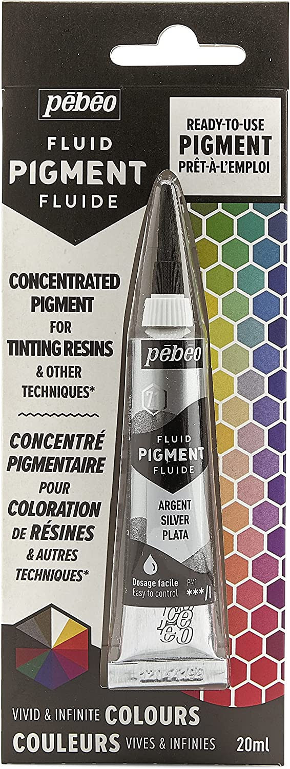 Pigment pour résine - Prêt à l'emploi - Pébéo - Fluid Pigment - Argent - 20 ml