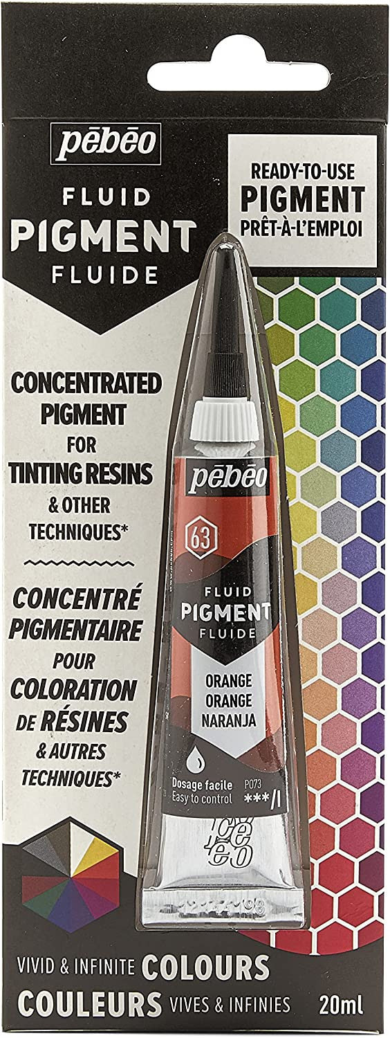 Pigment pour résine - Prêt à l'emploi - Pébéo - Fluid Pigment - Orange - 20 ml
