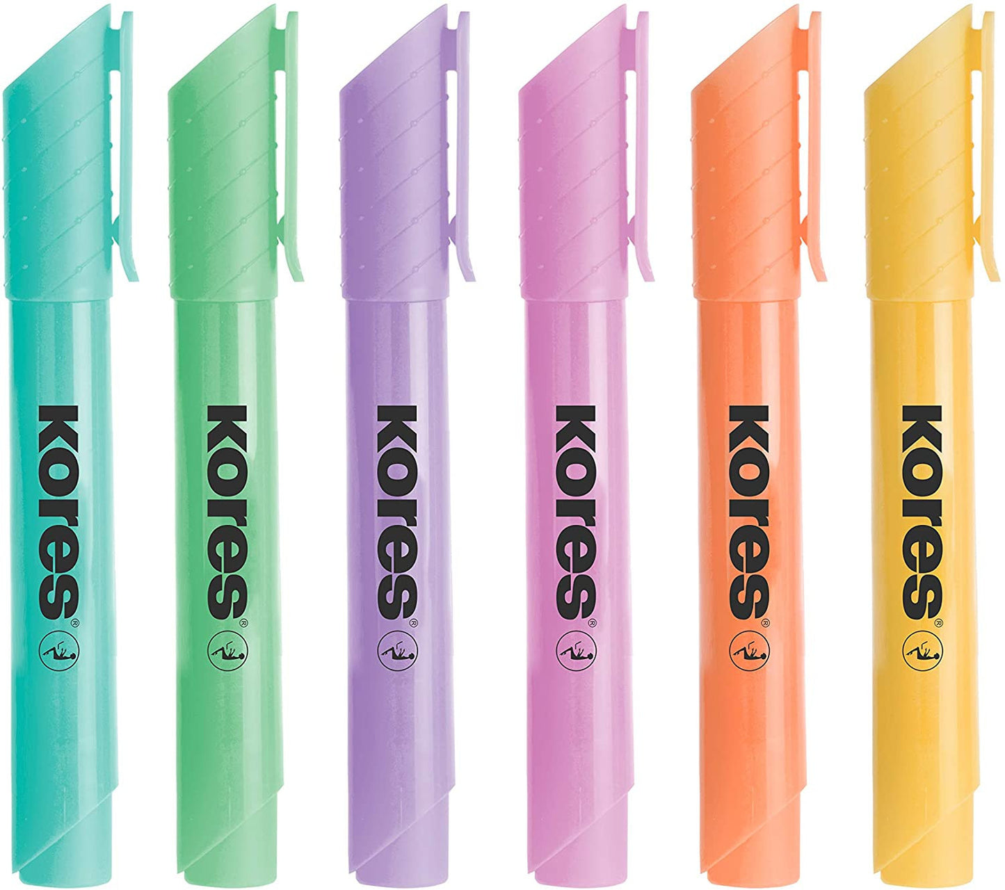Pochette de 6 surligneurs pointe biseautée couleurs pastels Kores HighLiner