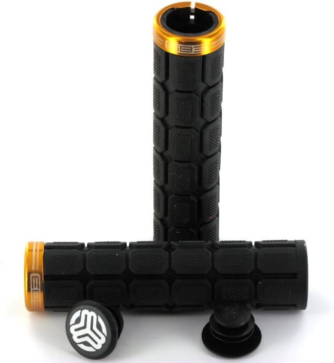 Poignées - Grips - Vélo - VTT - Noir et or - Ergonomique - Fixation Lock-On - SB3