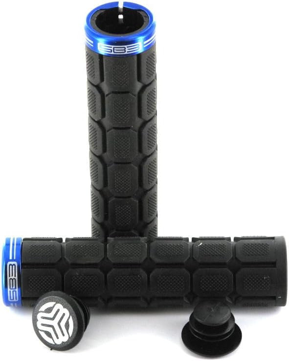 Poignées - Grips - Vélo - VTT - Noir et bleu - Ergonomique - Fixation Lock-On - SB3