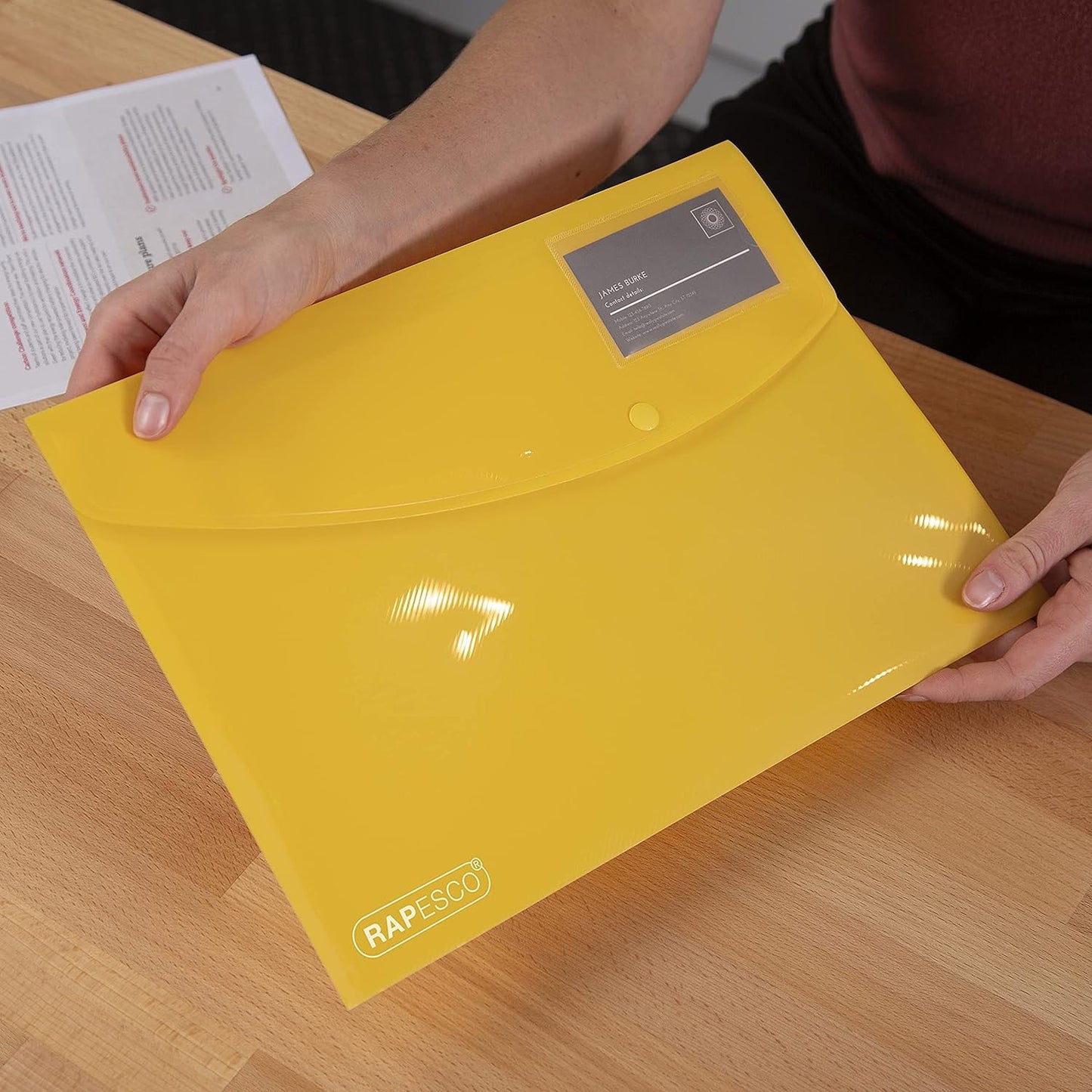 Pochettes - Porte-documents - Plastique - A4+ - Bouton pression - Lot de 5 - Rapesco