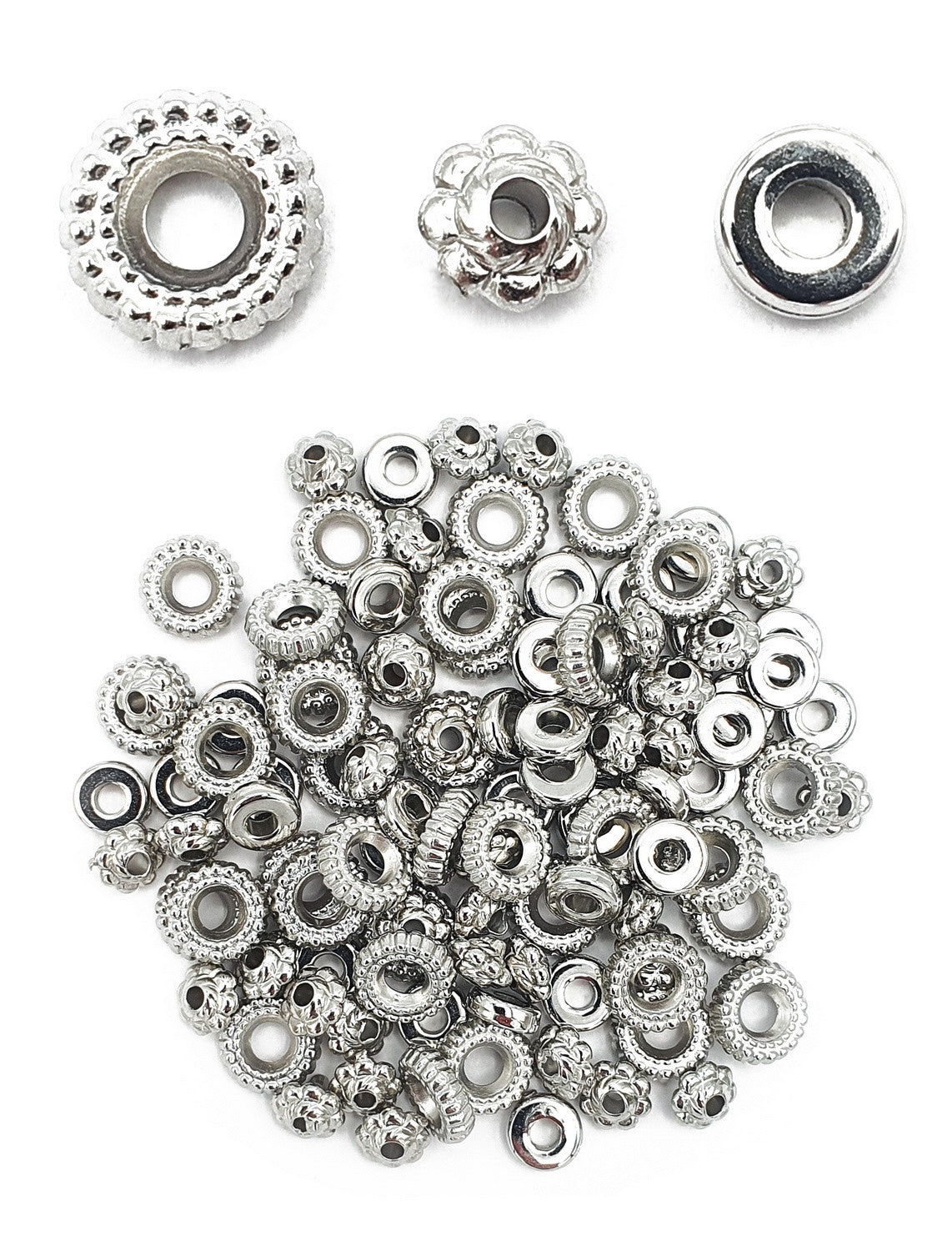 Perles - Heishi - Argenté - Argent - Intercalaires - Bijoux bracelets colliers