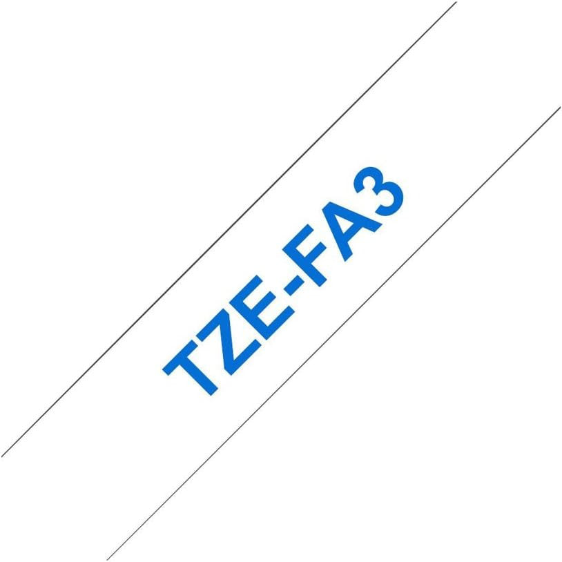 Recharge pour étiqueteuse - Brother - TZe-FA3 - Textile - Fond blanc écriture bleu - 12mm