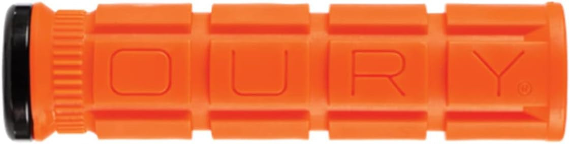 Poignées - Vélo - VTT - Verrouillables - Avec grip - Orange - 135mm x 33mm - Oury