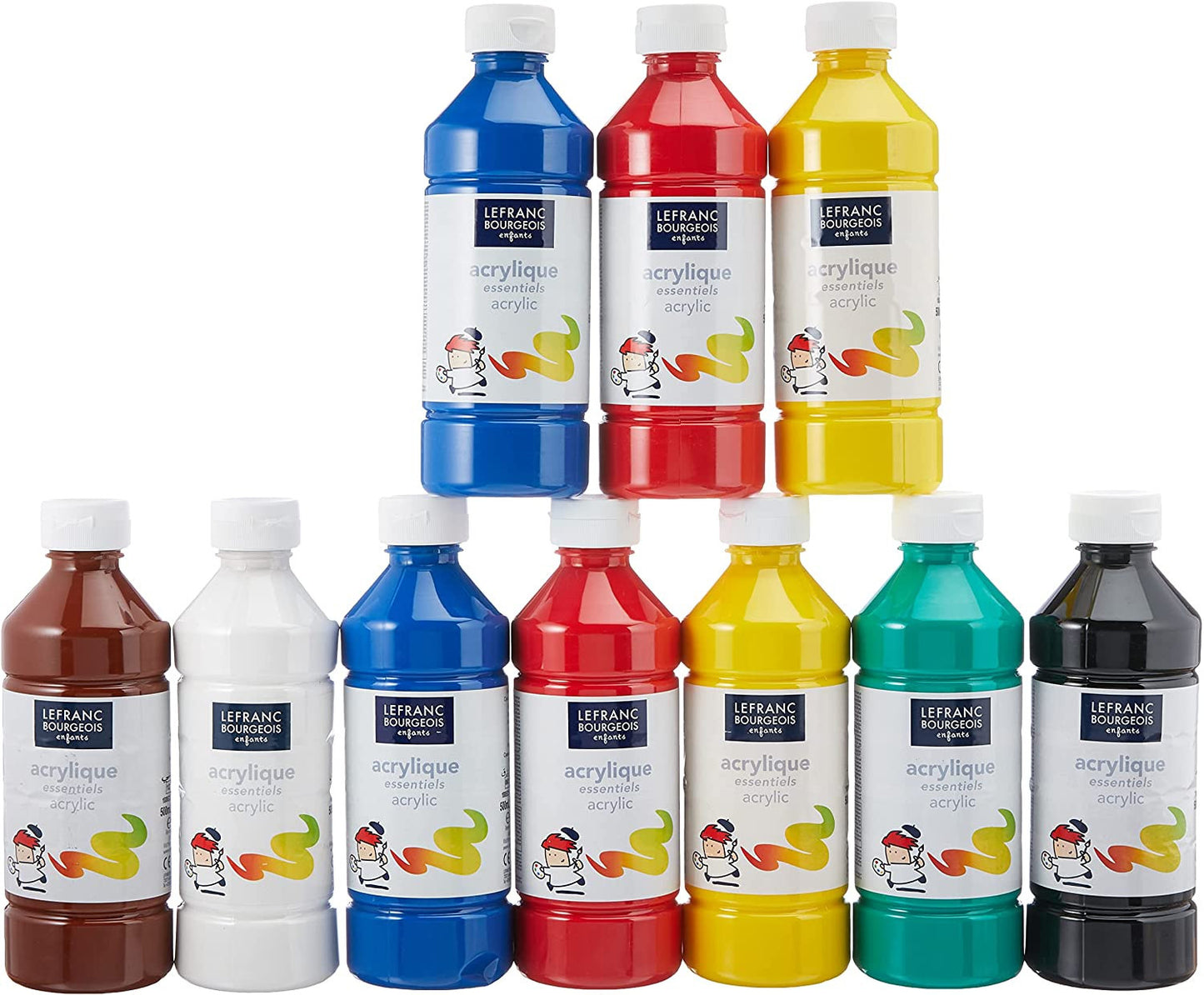 10 flacons peinture acrylique - 500ml - Assortiment - Lefranc & Bourgeois