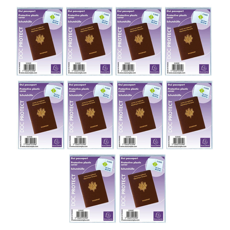 10 étuis de protection pour passeport - Plastique - Transparent - Exacompta