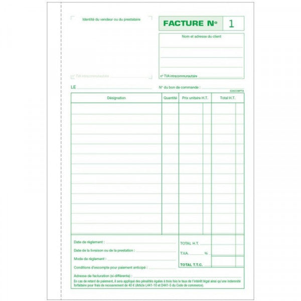 10 facturiers - Dupli - Autocopiants - A5 - 50 feuilles - Exacompta - 3278E