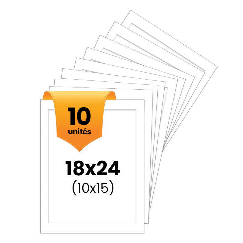 10 passe-partout - Blanc - 18x24cm - Photo 10x15cm - Pour cadre - Encadrement