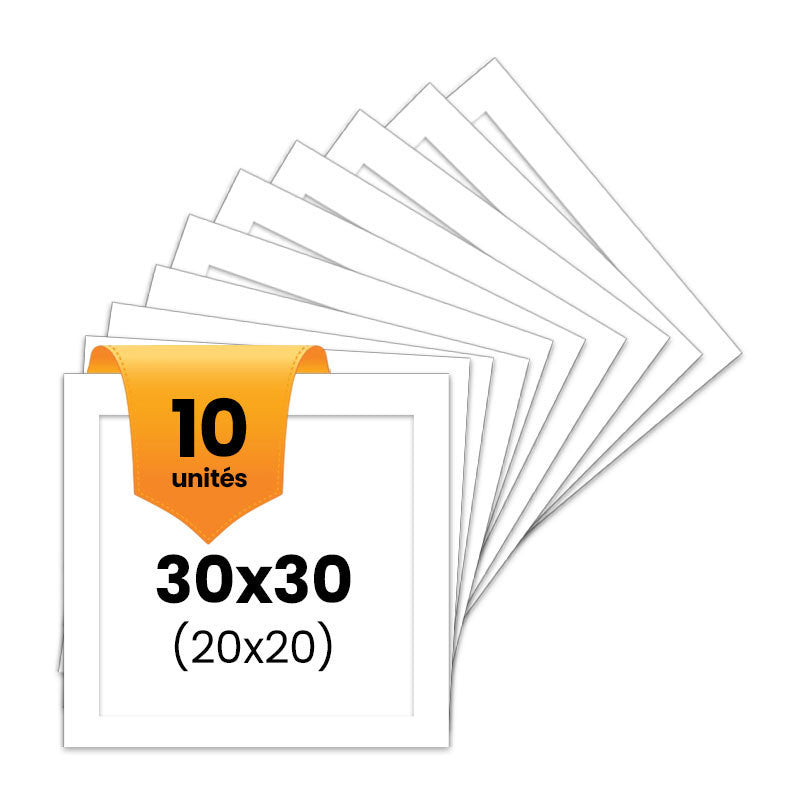 10 passe-partout - Blanc - 30x30cm - Photo 20x20cm - Pour cadre - Encadrement