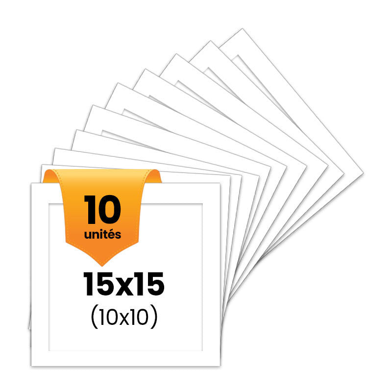 10 passe-partout - Blanc - 15x15cm - Photo 10x10cm - Pour cadre - Encadrement