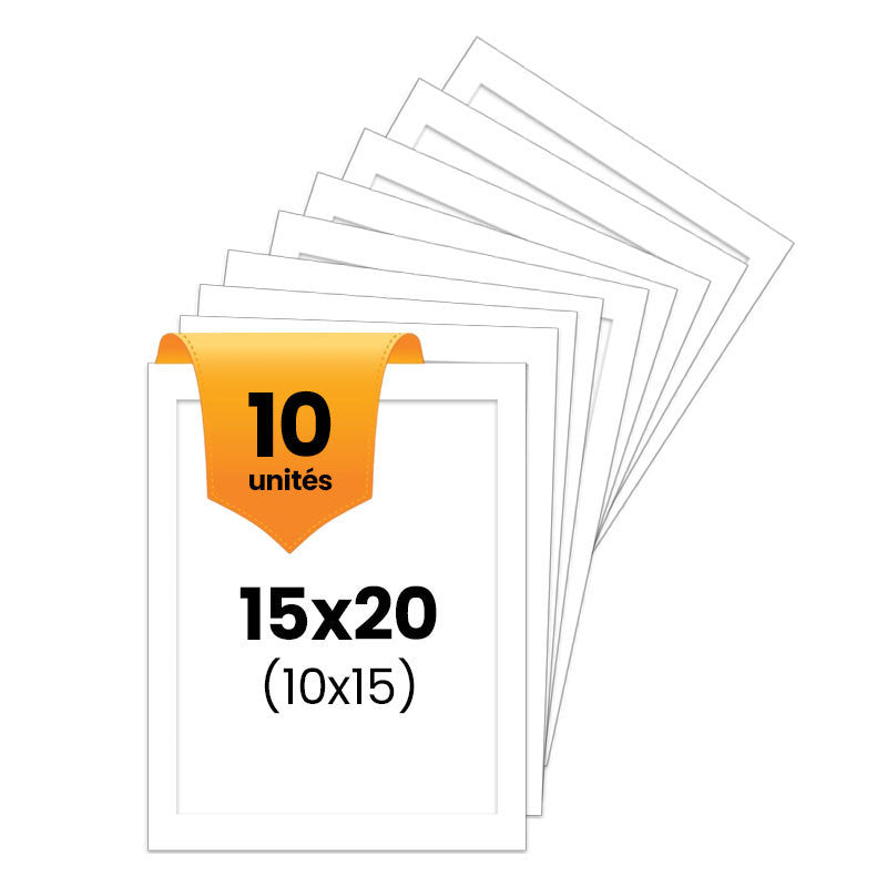 10 passe-partout - Blanc - 15x20cm - Photo 10x15cm - Pour cadre - Encadrement
