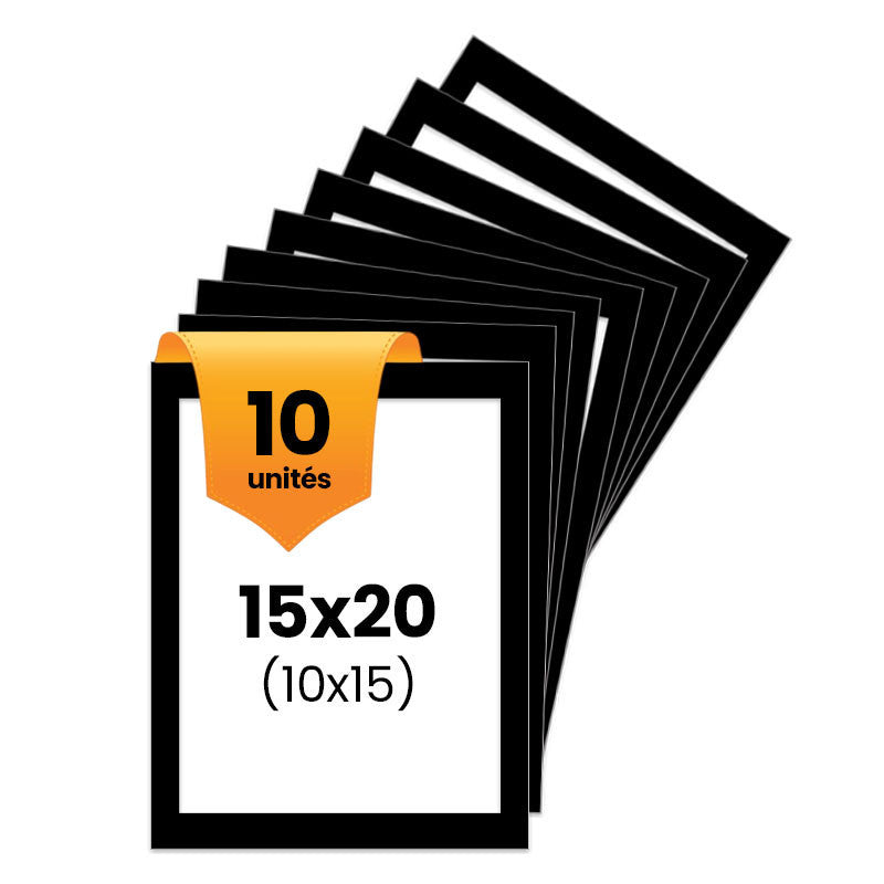 10 passe-partout - Noir - 15x20cm - Photo 10x15cm - Pour cadre - Encadrement