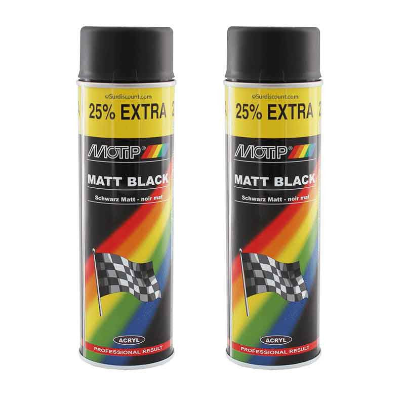 Lot de 2 bombes de peinture - noir mat - Motip
