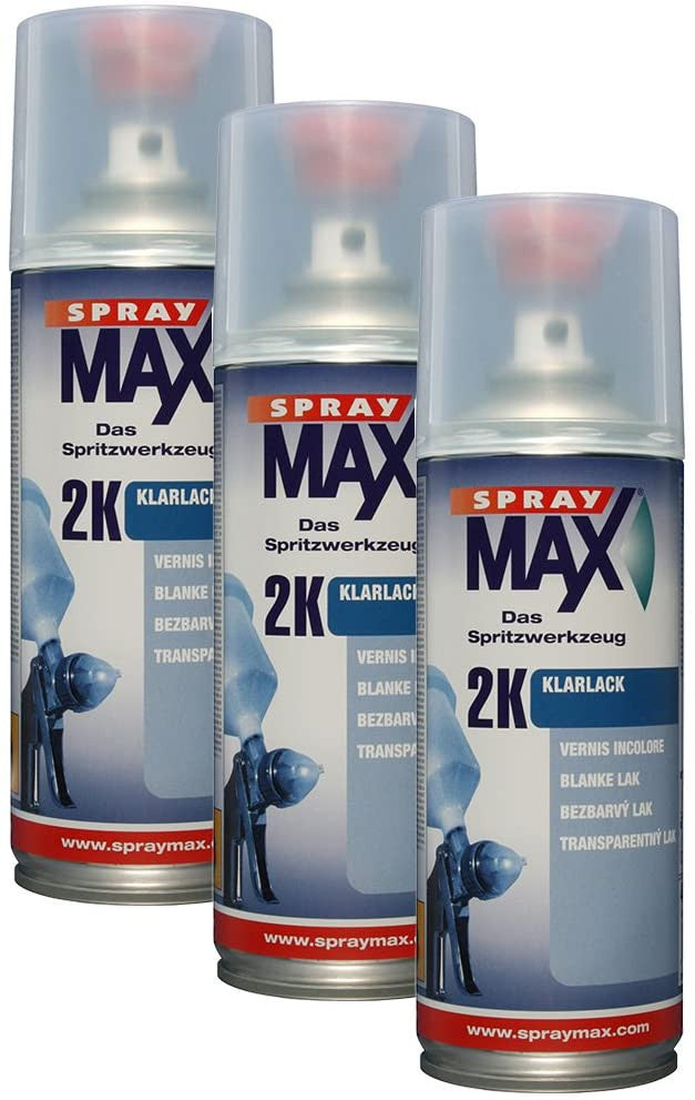 Lot de 3 bombes de vernis de finition - Automobile - Brillant - 2K Spray max - 400ml
