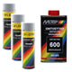 Lot de 3 bombes de peinture - Apprêt - gris - Motip + Dégraissant pour pièces automobile - Motip - Bidon de 500ml