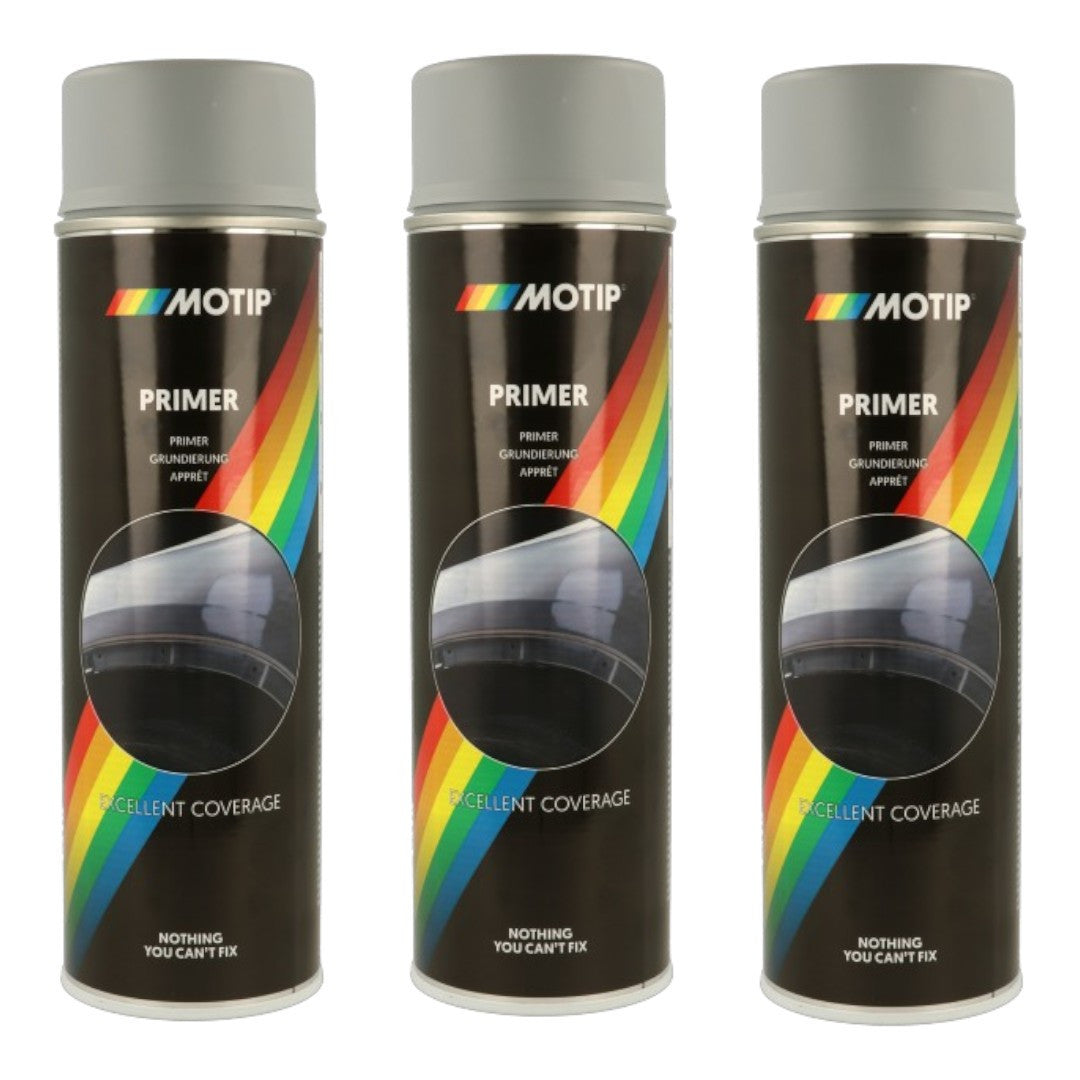 Lot de 3 bombes de peinture - Apprêt - Gris - Motip