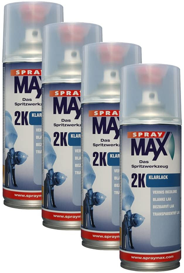 Lot de 4 bombes de vernis de finition - Automobile - Brillant - 2K Spray max - 400ml