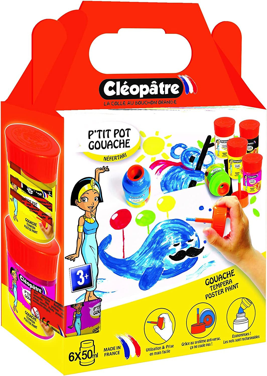 Pots de peinture gouache - Pinceau intégré - Assortiment - 50ml - Cléopâtre