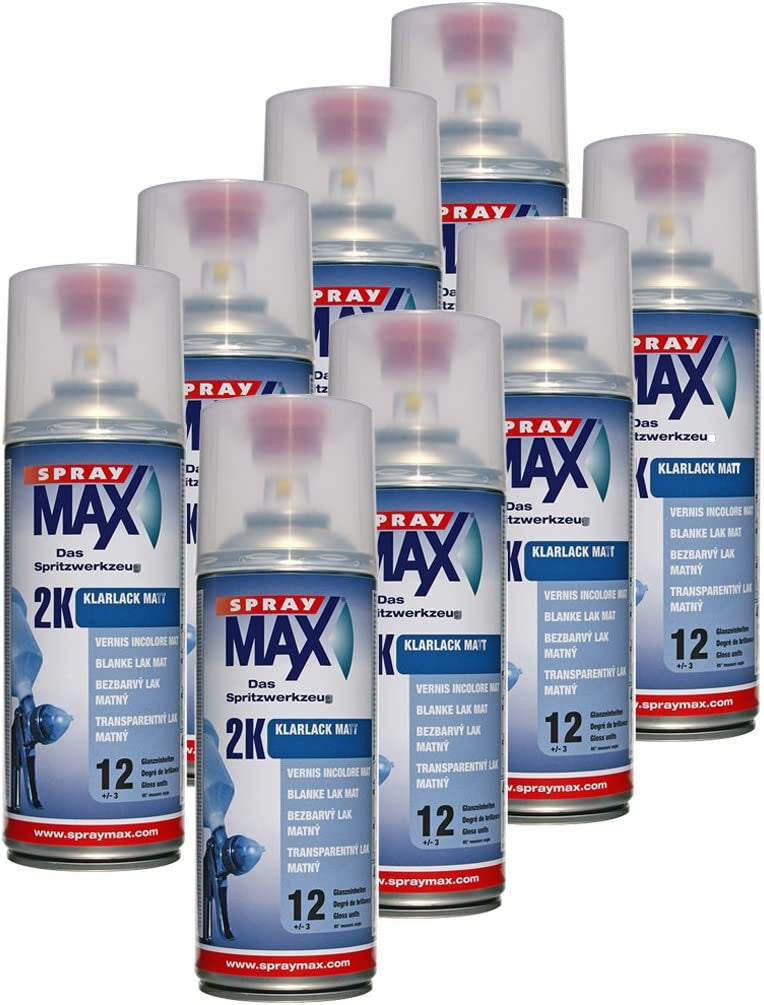 Lot de 8 bombes de vernis de finition - Automobile - Mat - 2K Spray max - 400ml