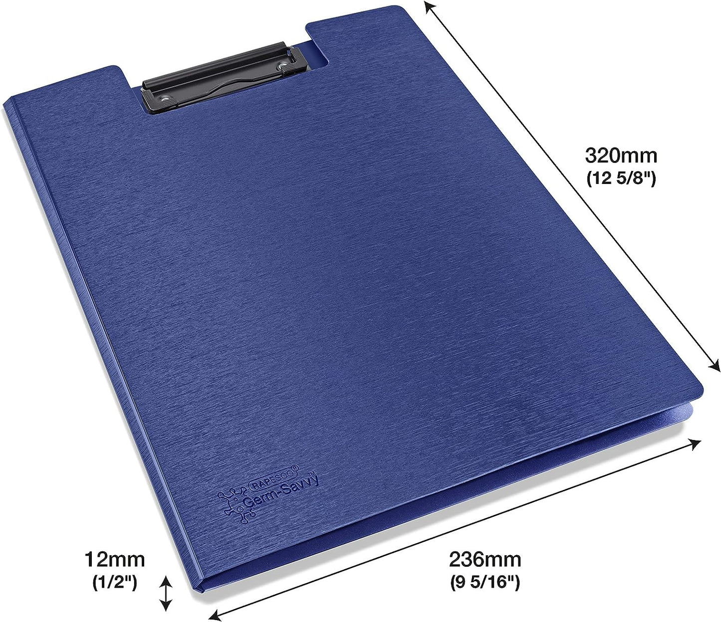Porte-blocs - A4 - Avec rabats - Bleu - Clip métal - Lot de 4 - Rapesco