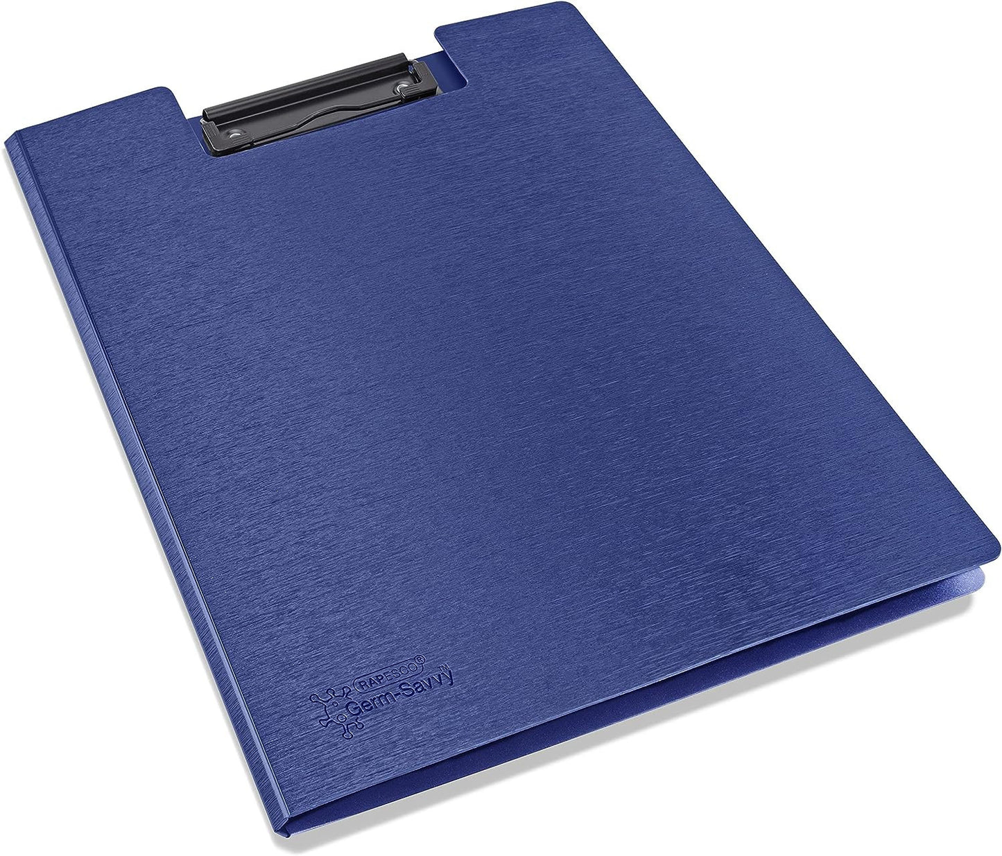 Porte-blocs - A4 - Avec rabats - Bleu - Clip métal - Lot de 4 - Rapesco