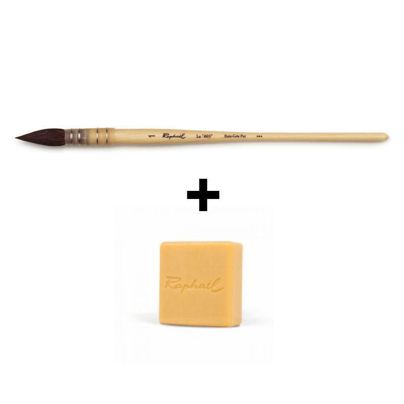 Pinceau lavis Raphaël n°1 série 803 petit gris pur et savon doux au miel