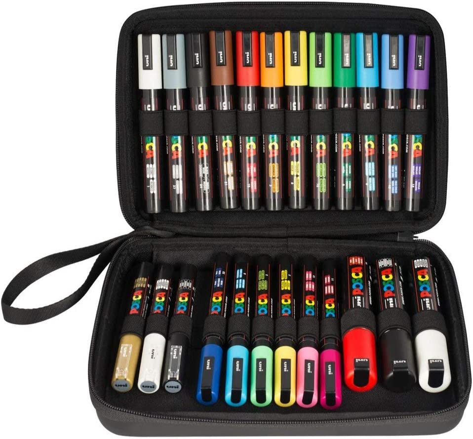 Posca - Mallette de 24 feutres - PC1MC - PC3M - PC5M - PC8K - Assortiment couleur