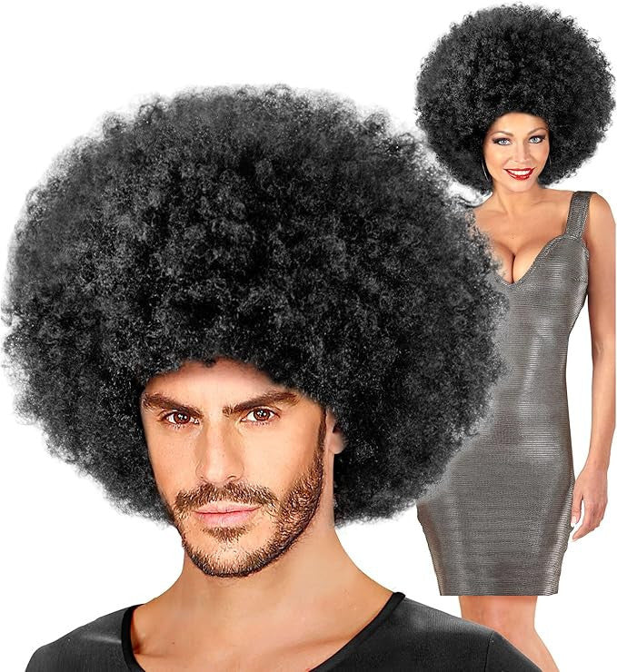 Perruque - Coupe afro - Noir - Bouclée - Déguisement - Taille unique - Adulte