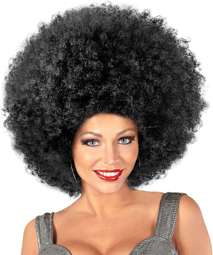 Perruque - Coupe afro - Noir - Bouclée - Déguisement - Taille unique - Adulte