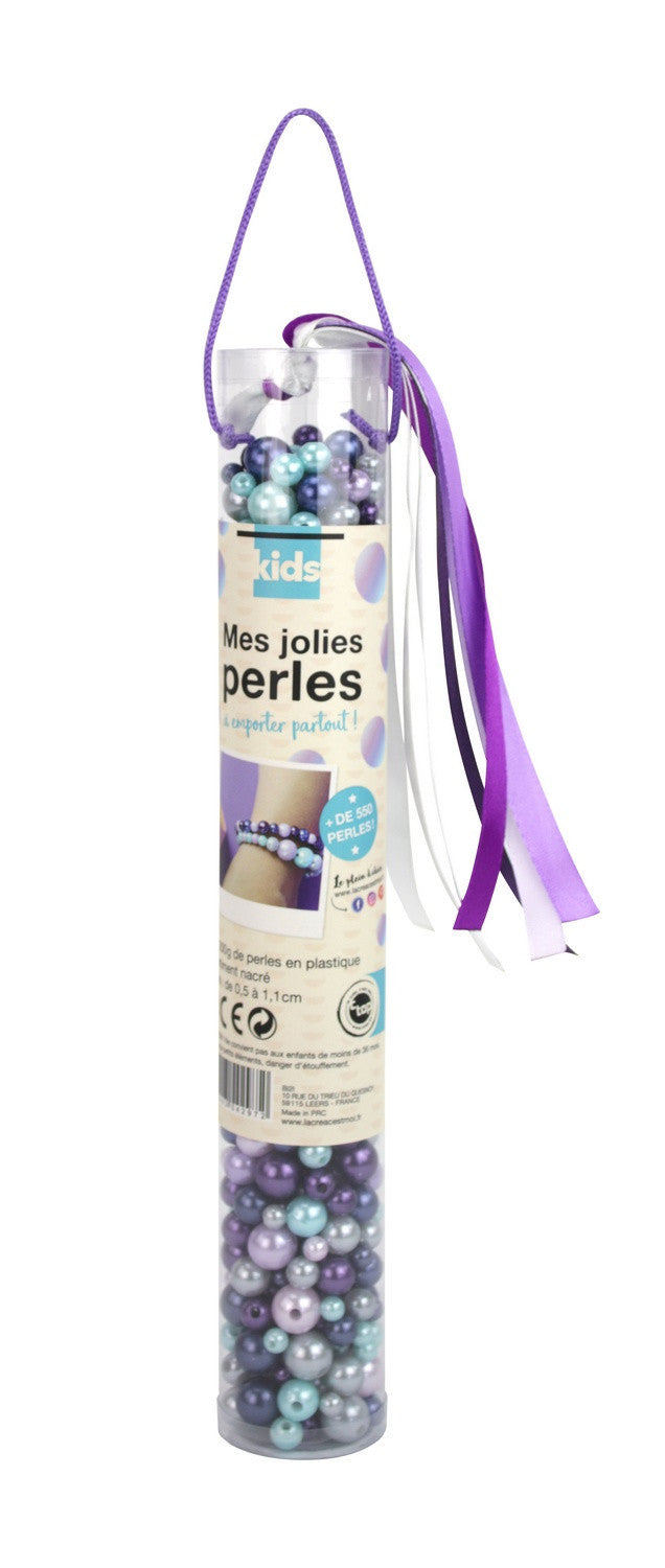 Perles nacrées - Violet - Bleu - Argent - Bijoux bracelets colliers - 550 perles