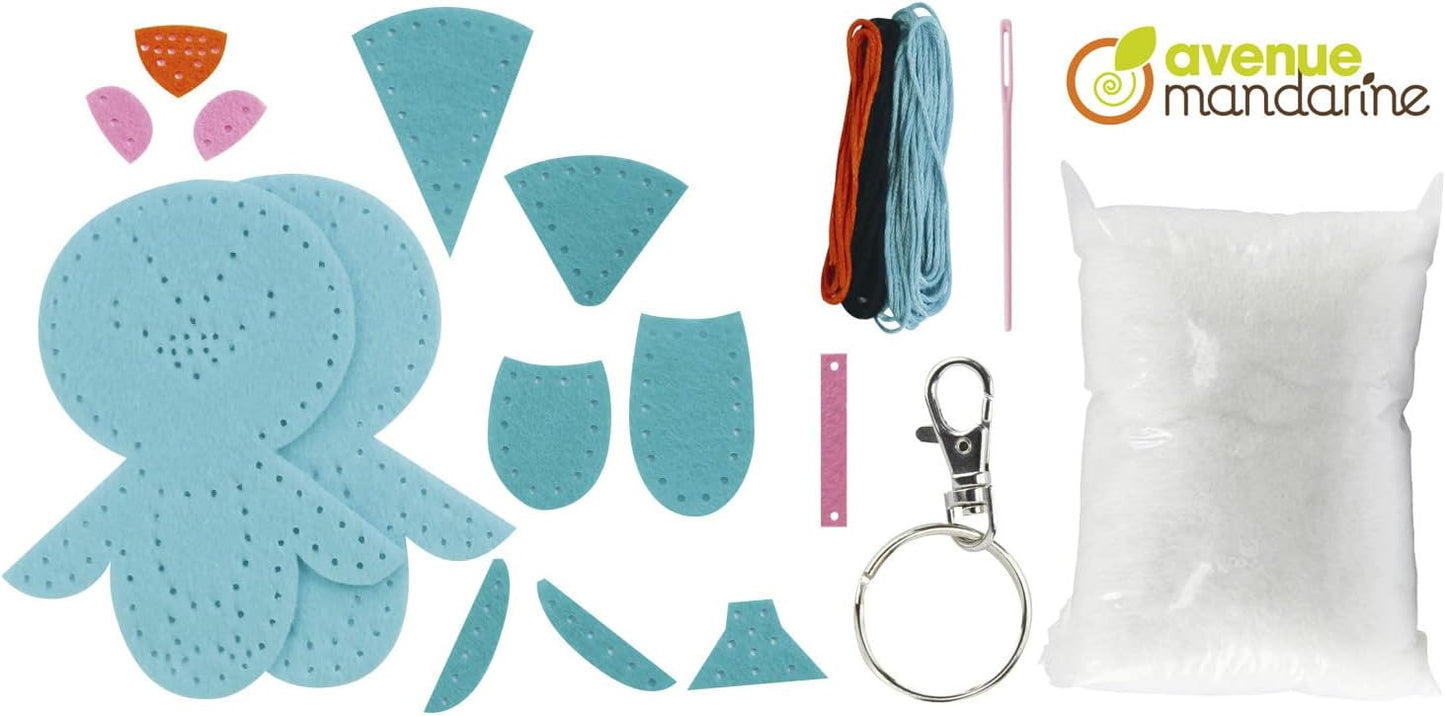 Porte-clé - Figurine en feutrine - A faire soi même - Nina l'oiseau - Kit - Mini Couz'in