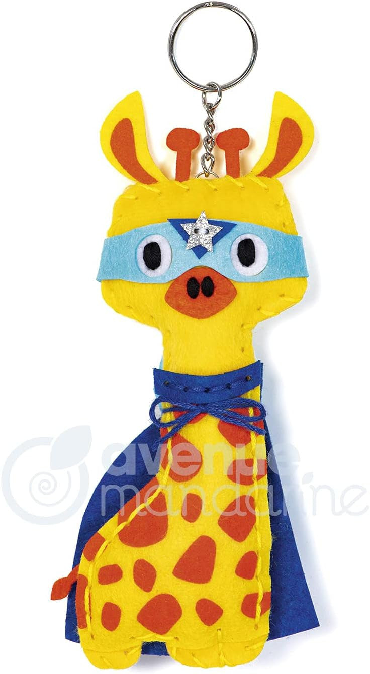 Porte-clé - Figurine en feutrine - A faire soi même - Pédro la girafe - Kit - Mini Couz'in