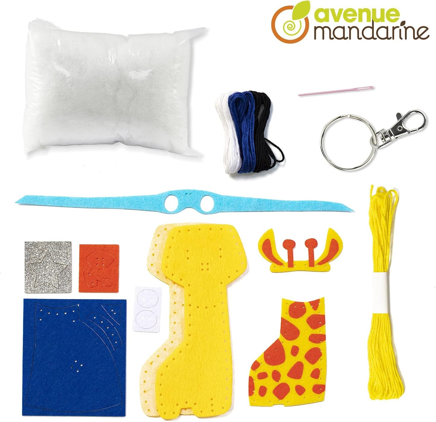 Porte-clé - Figurine en feutrine - A faire soi même - Pédro la girafe - Kit - Mini Couz'in