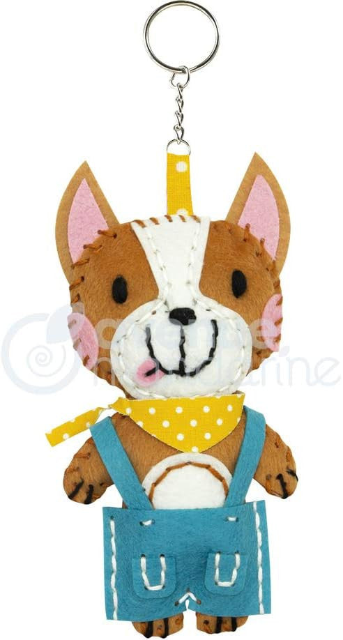 Porte-clé - Figurine en feutrine - A faire soi même - Tom le chien - Kit - Mini Couz'in