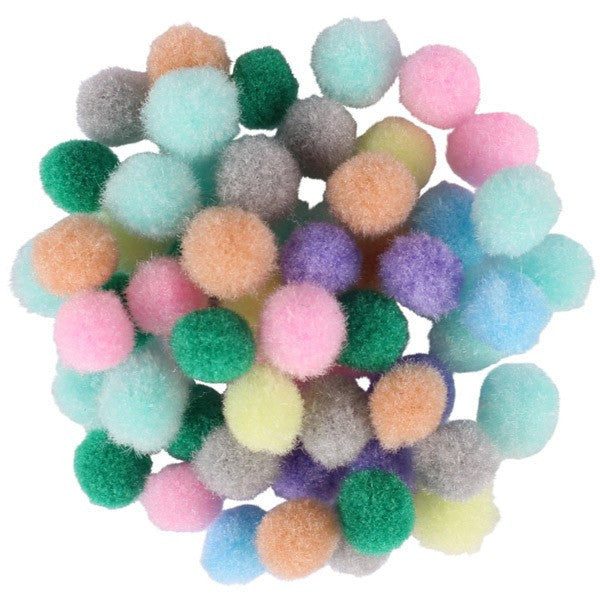 Pompons - Assortiment couleurs pastels - 0,8 cm de diamètre - 200 pièces