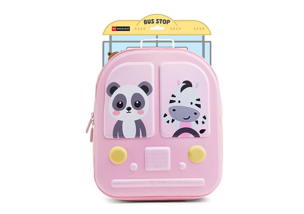 Petit sac à dos - Scolaire - 1 compartiment - Rose - Panda et zèbre