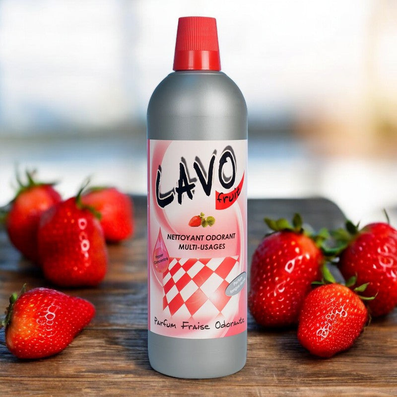 Produit nettoyant - Multi surfaces - Parfum fraise - Lavo Fruit - Bidon 1L
