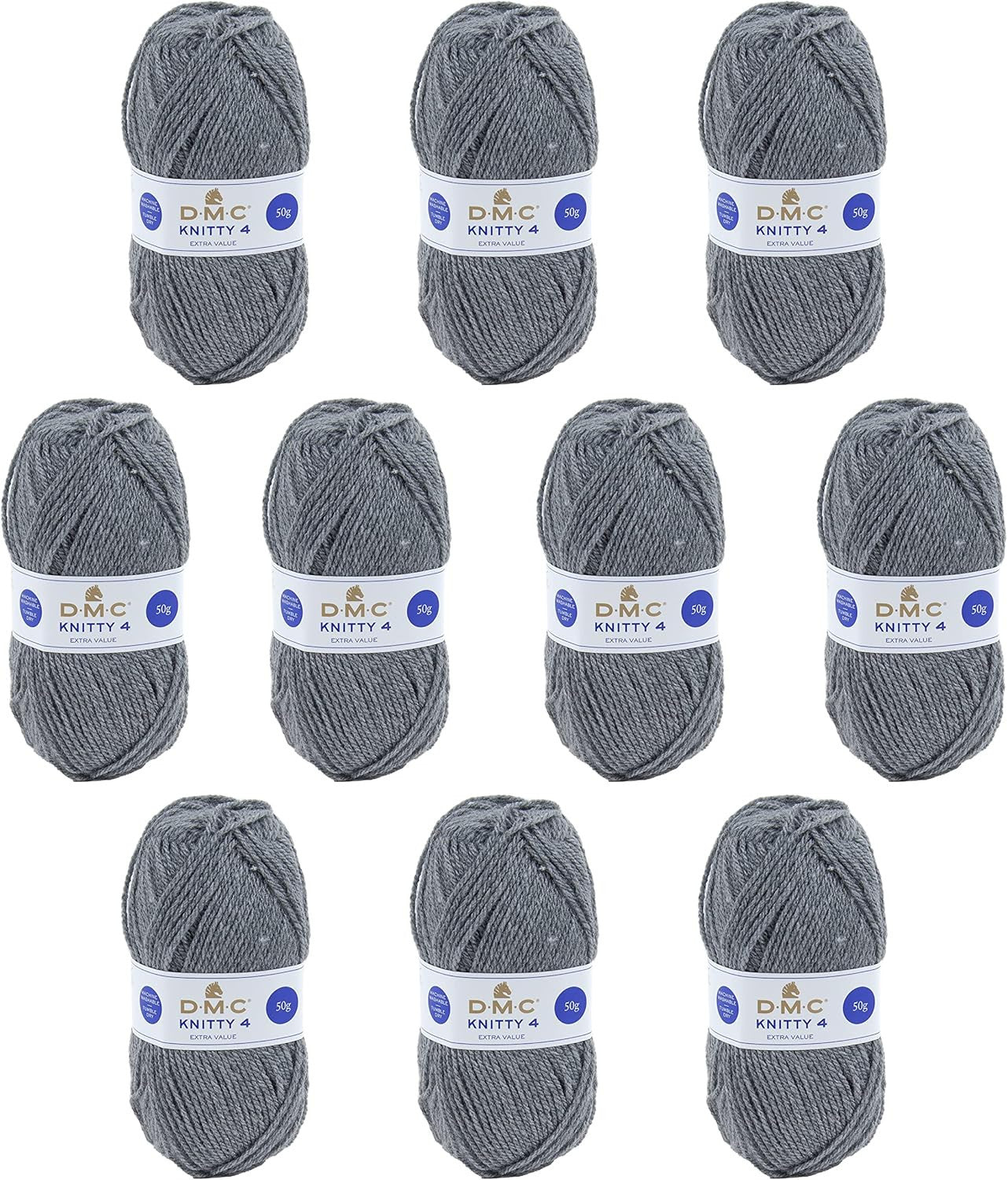 10 pelotes - 100% acrylique - Gris - 838 - 50g - 140m - DMC - Knitty 4 - Tricot