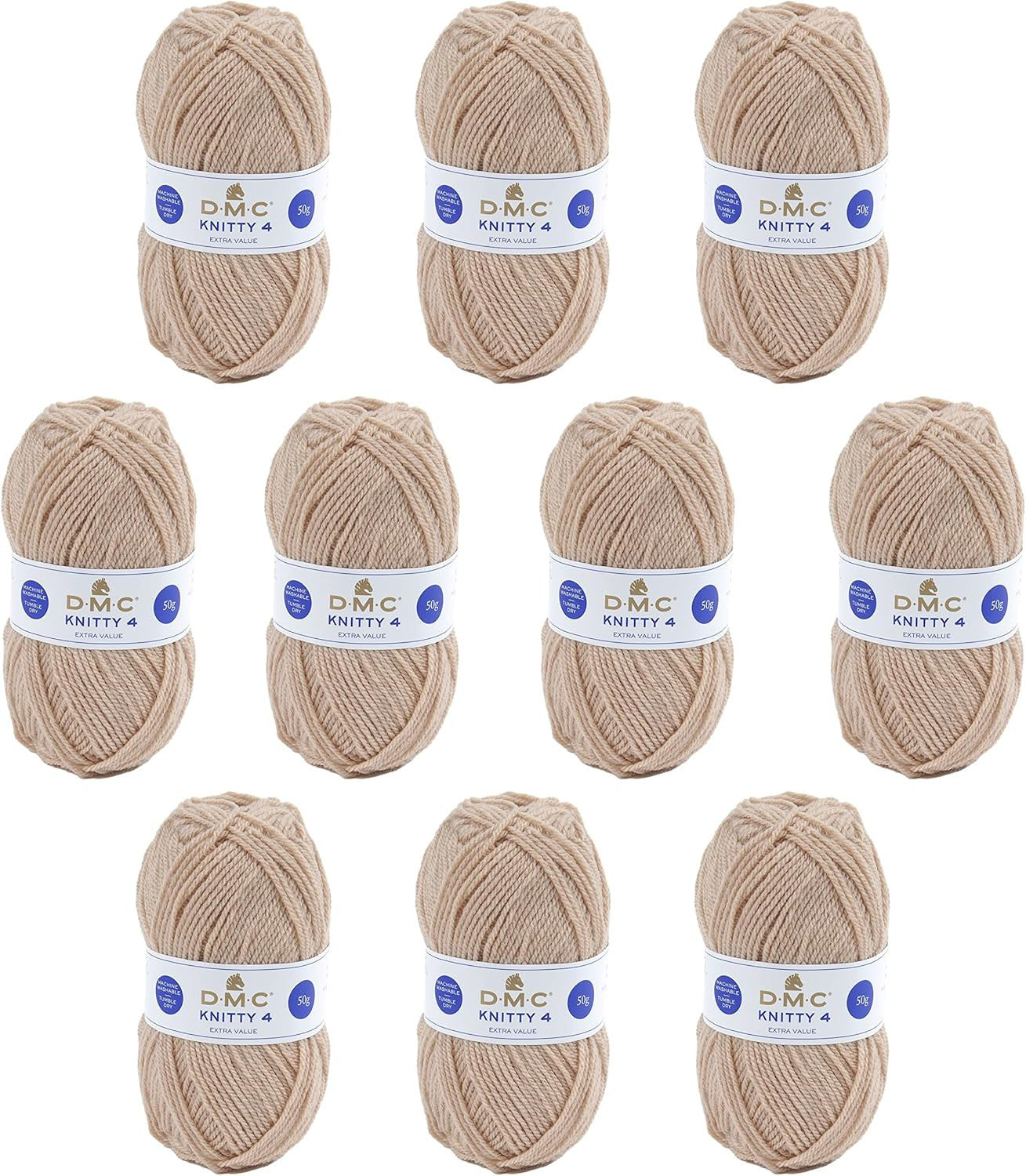 10 pelotes - 100% acrylique - Beige - 964 - 50g - 140m - DMC - Knitty 4 - Tricot