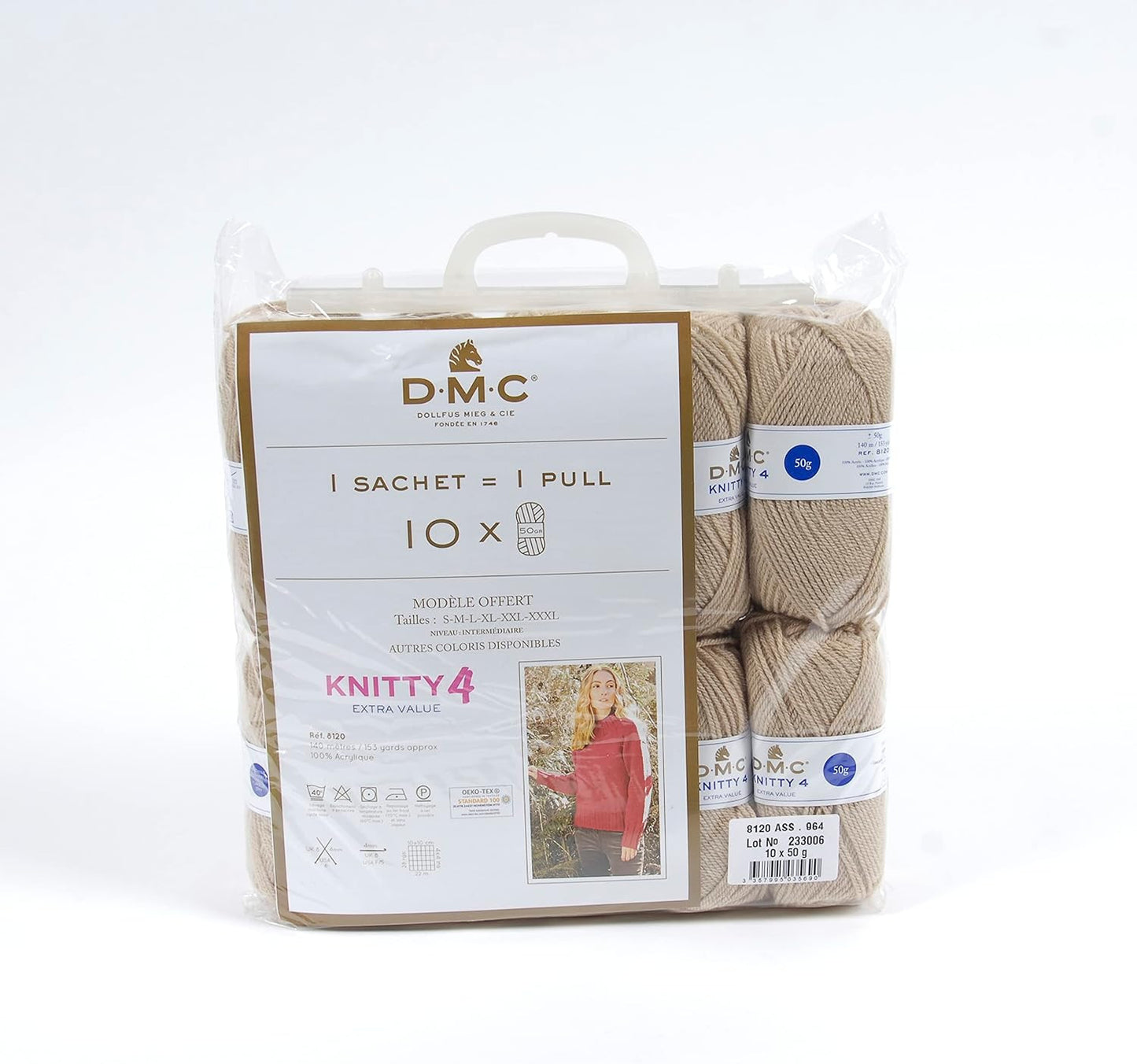 10 pelotes - 100% acrylique - Beige - 964 - 50g - 140m - DMC - Knitty 4 - Tricot