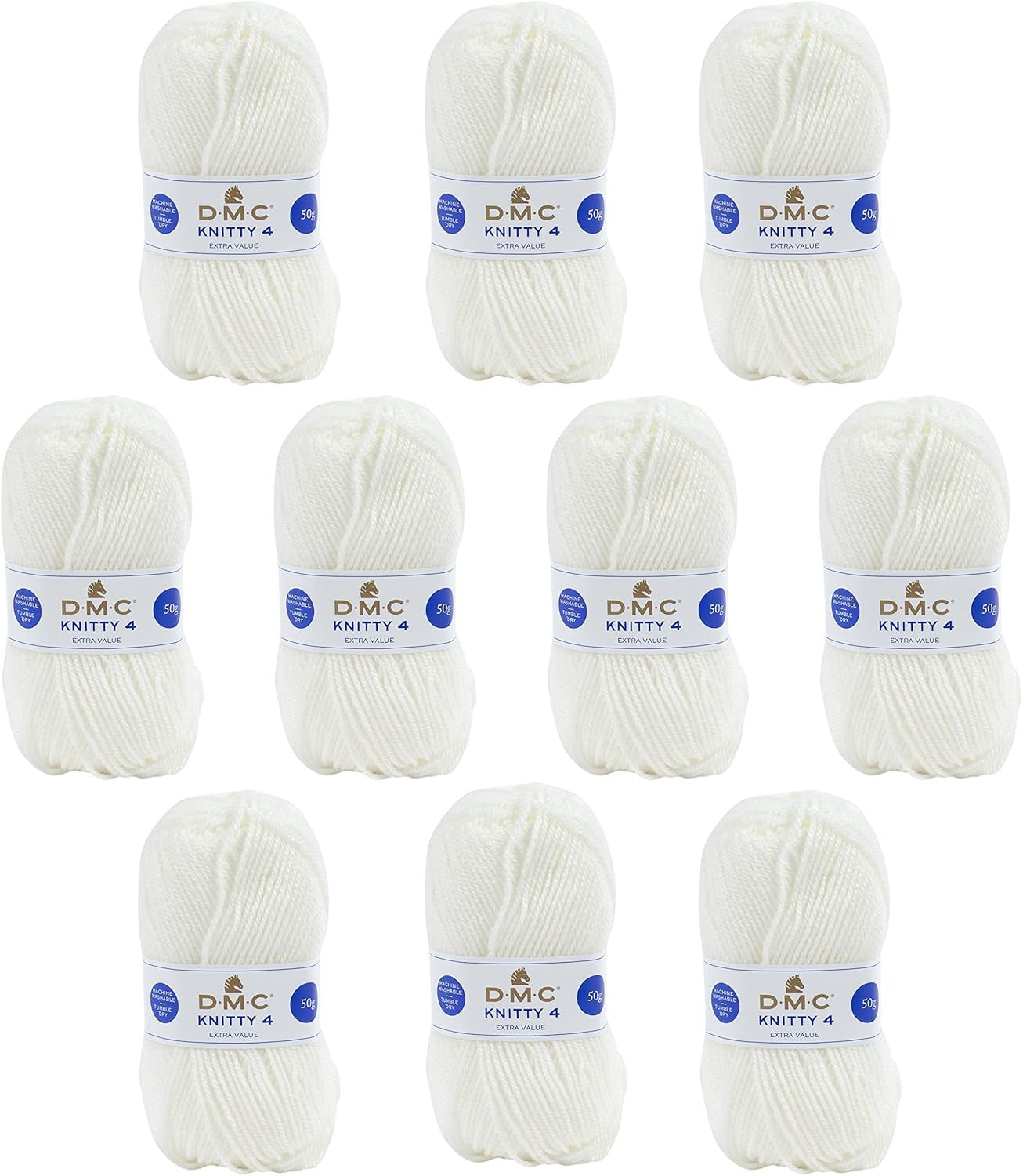 10 pelotes - 100% acrylique - Blanc - 812 - 50g - 140m - DMC - Knitty 4 - Tricot