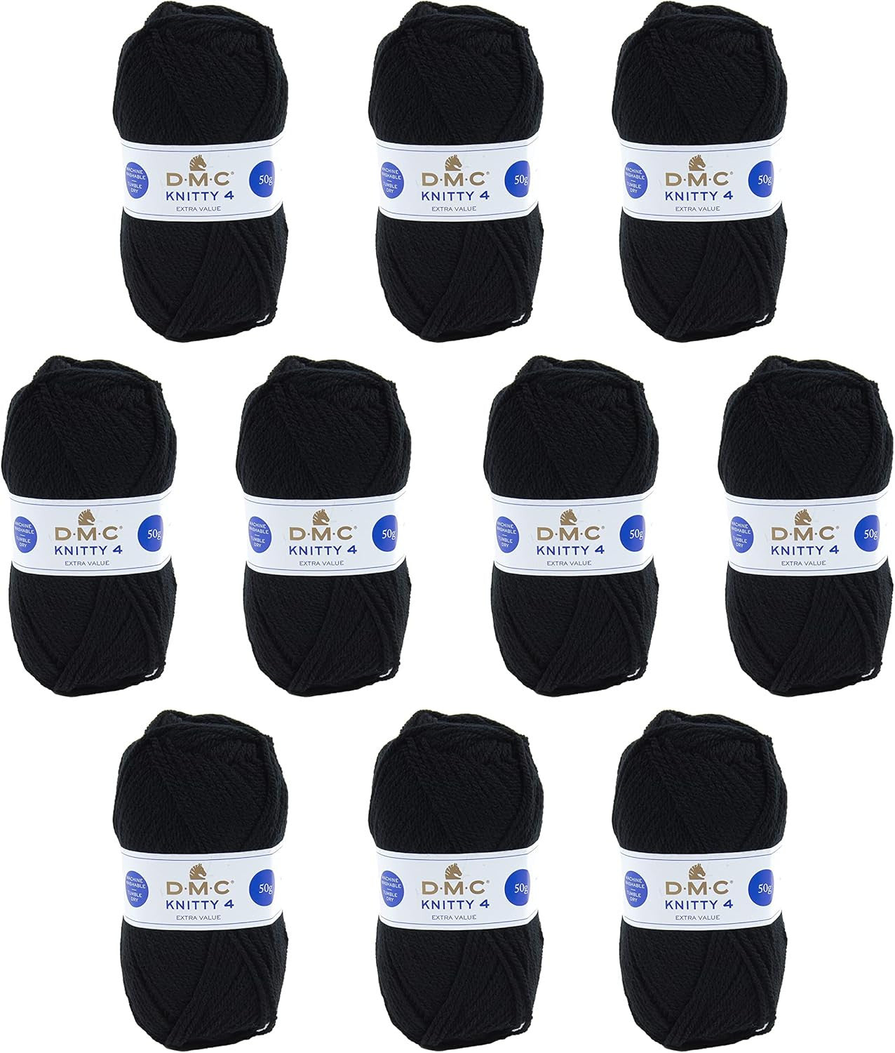 10 pelotes - 100% acrylique - Noir - 965 - 50g - 140m - DMC - Knitty 4 - Tricot