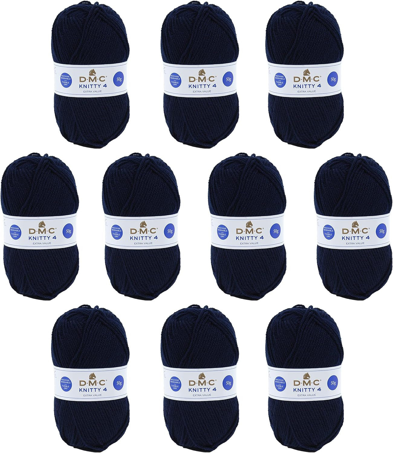 10 pelotes - 100% acrylique - Marine - 971 - 50g - 140m - DMC - Knitty 4 - Tricot