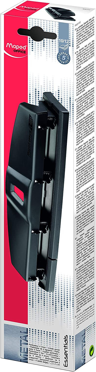 Perforateur de bureau - 4 trous - Métal - 10 à 12 feuilles - Maped Office