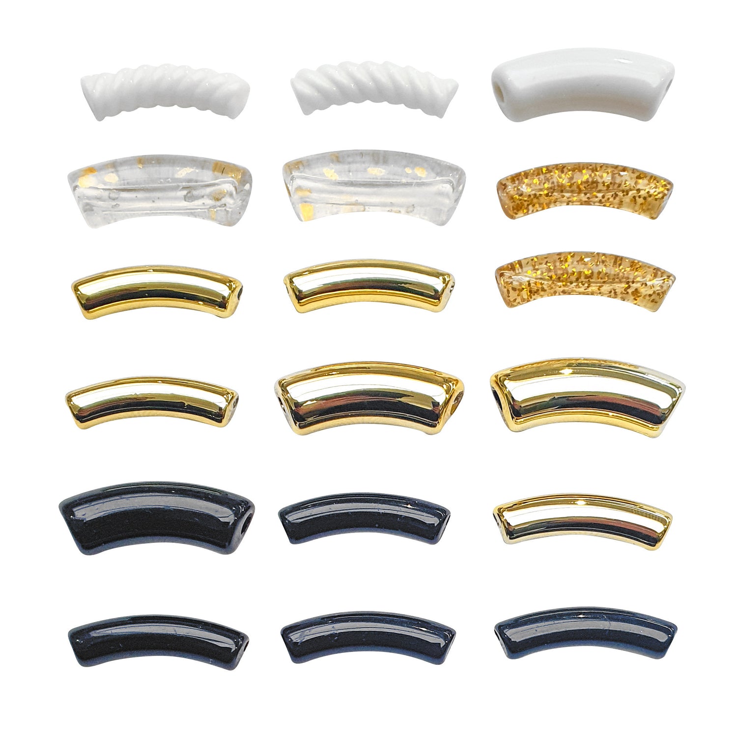 Perles - Incurvés - Couleurs assorties - Plusieurs tailles - Bijoux - 18 pièces