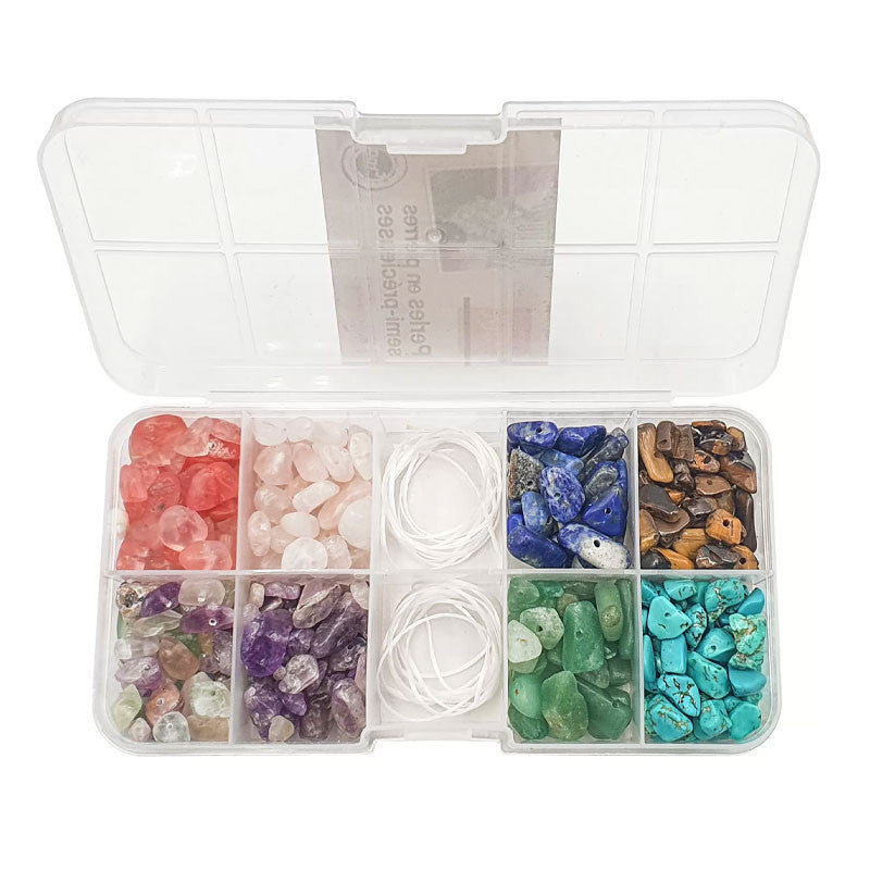 Perles - Pierre semi-précieuse - Pour bijoux, collier, bracelet - 8 assortiments